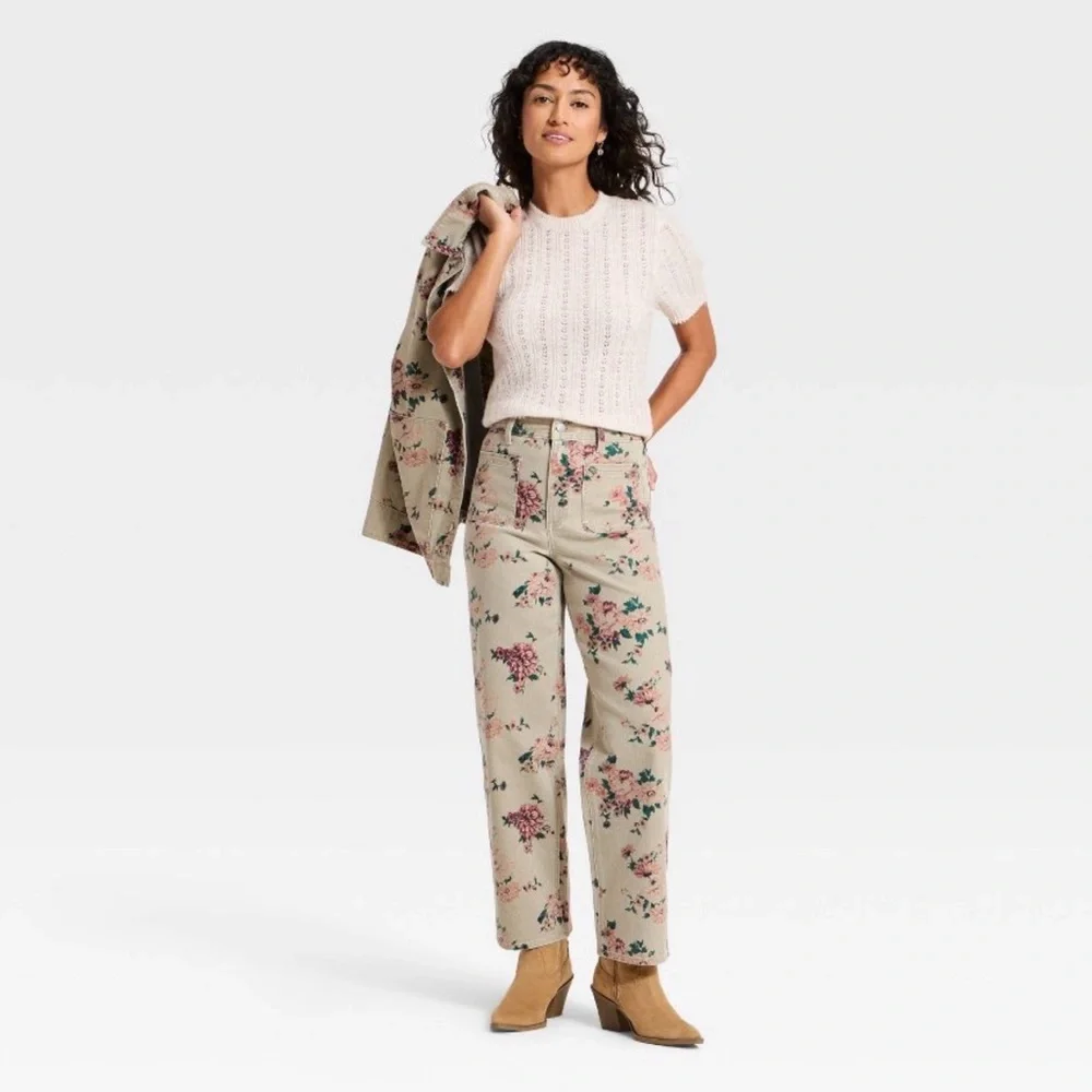 Highest-Rise Floral Sailor Straight Jeans from Universal Thread NWT sz16 - Picture 3 of 6